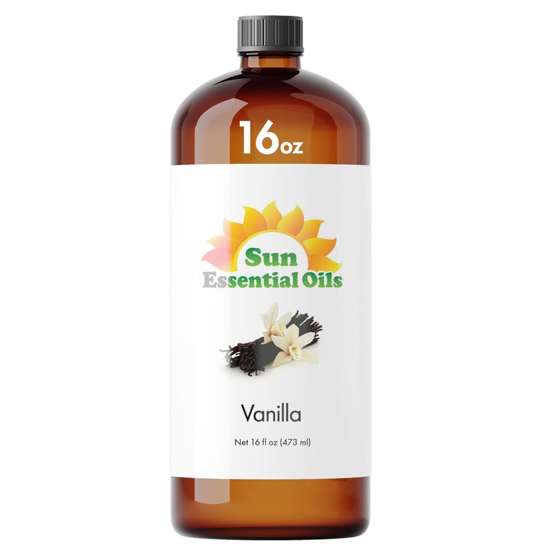 Sun Essential Oils - Vanilla Essential Oil 16 oz for Diffuser, Skin, Hair, Humidifier & Aromatherapy Massage, Scent for Candle, Lotion & Soap Making & Room Freshener - Image 1
